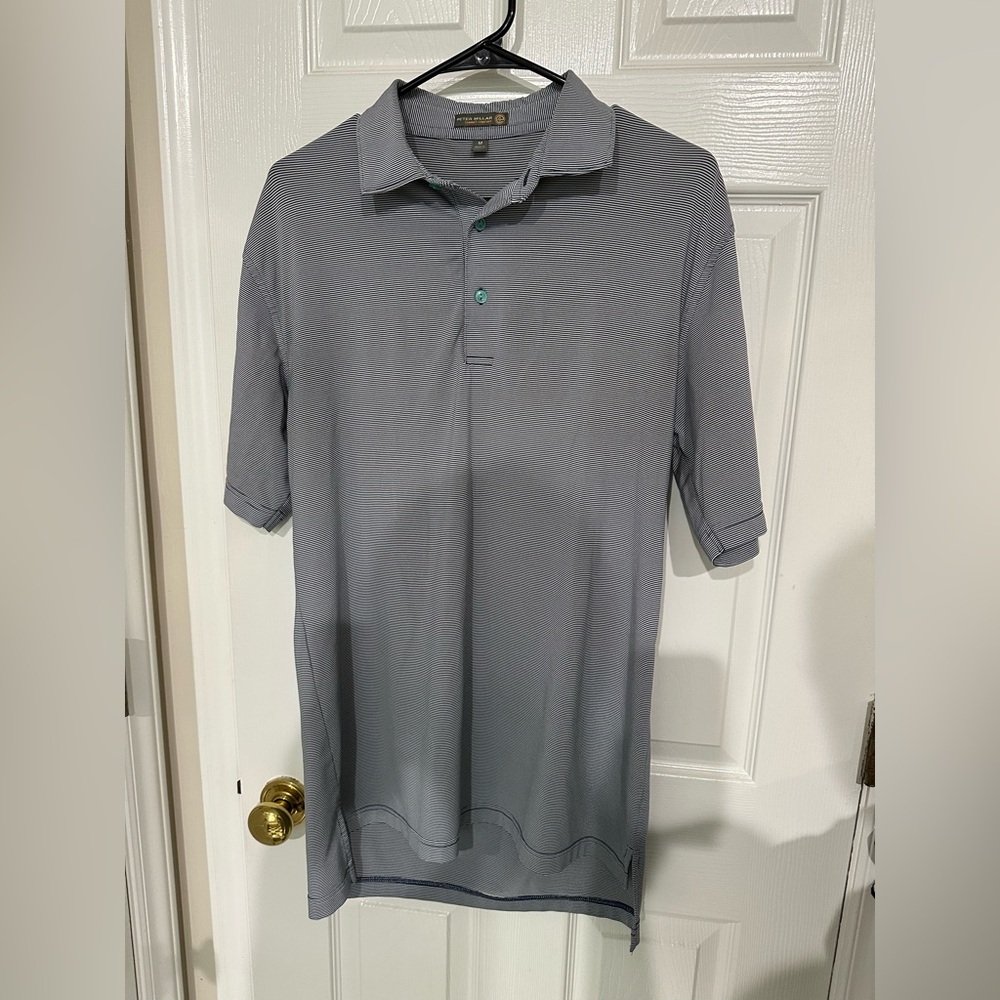 Peter Millar Navy and White Striped Polo Shirt